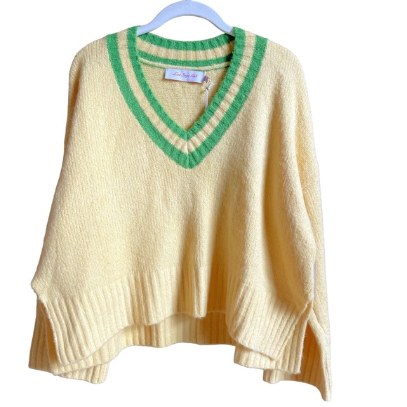 Lisa Says Gah Sweaters - Lisa Says Gah Helena V Neck Sweater Butter Vert Size Medium Large Collegiate